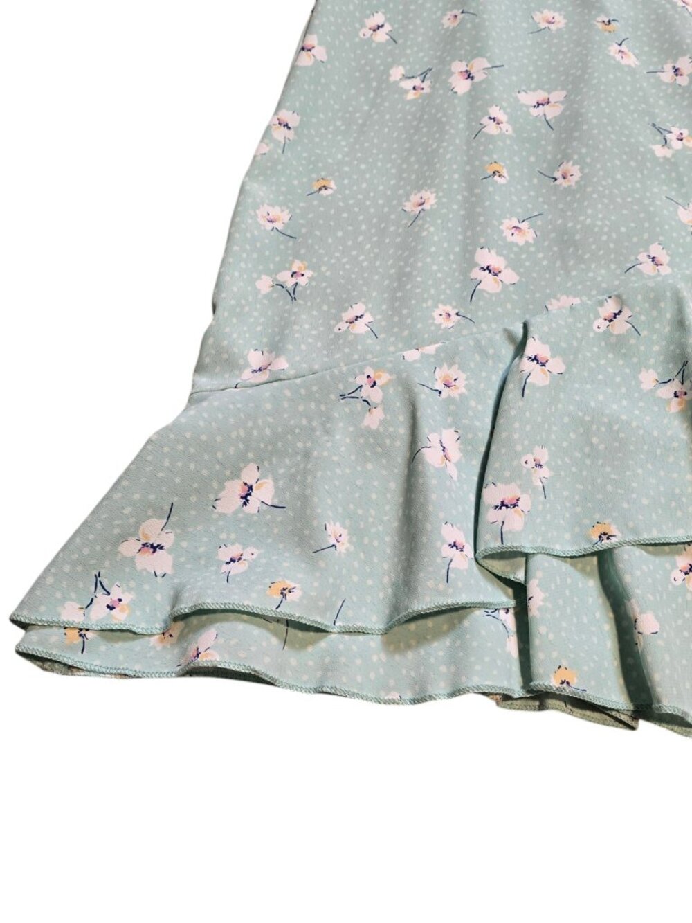Altar’d State Light Mint Green Ruffle Floral Mini Dress M - Picture 12 of 14